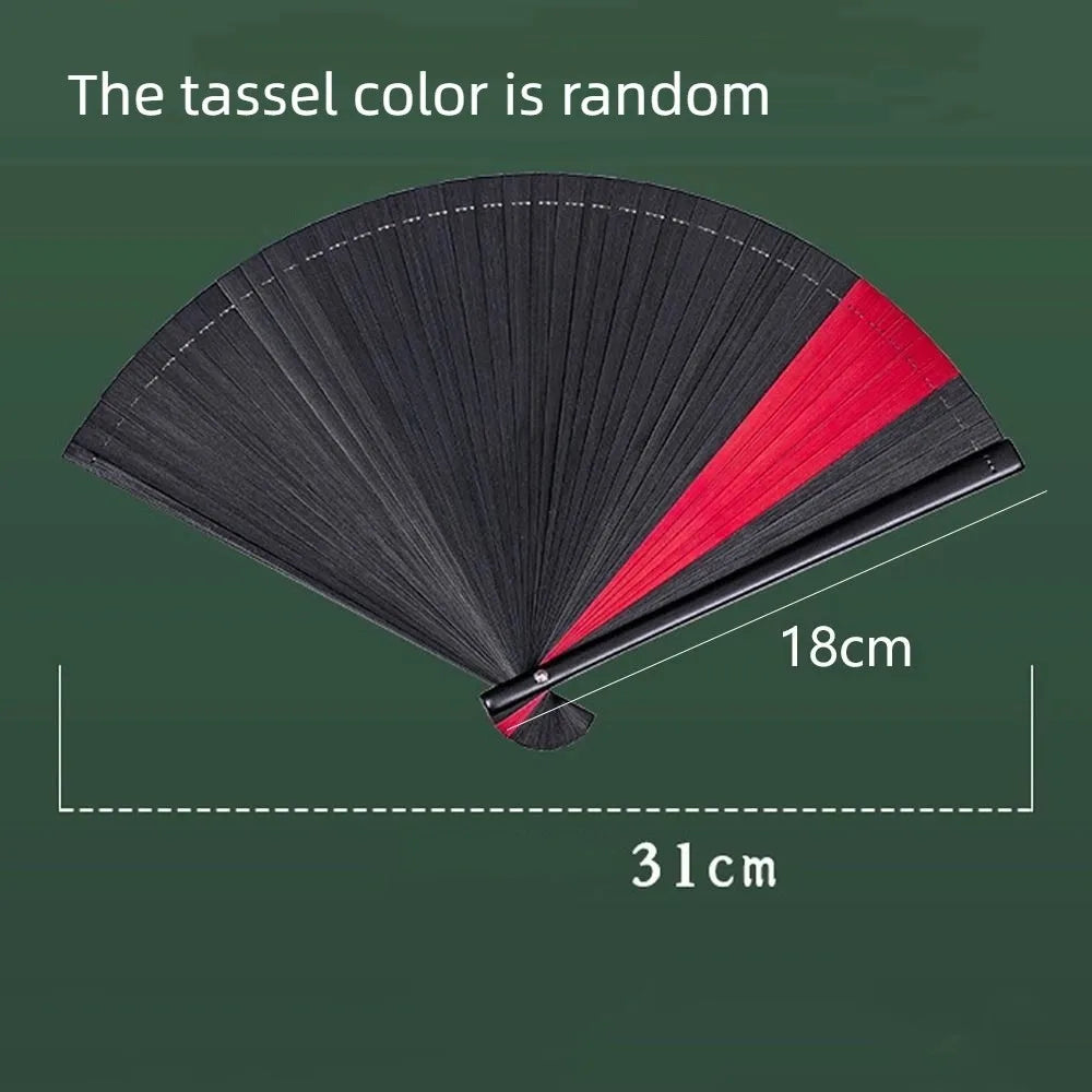 Chinese Style Folding Fan Black Bamboo Portable Fan