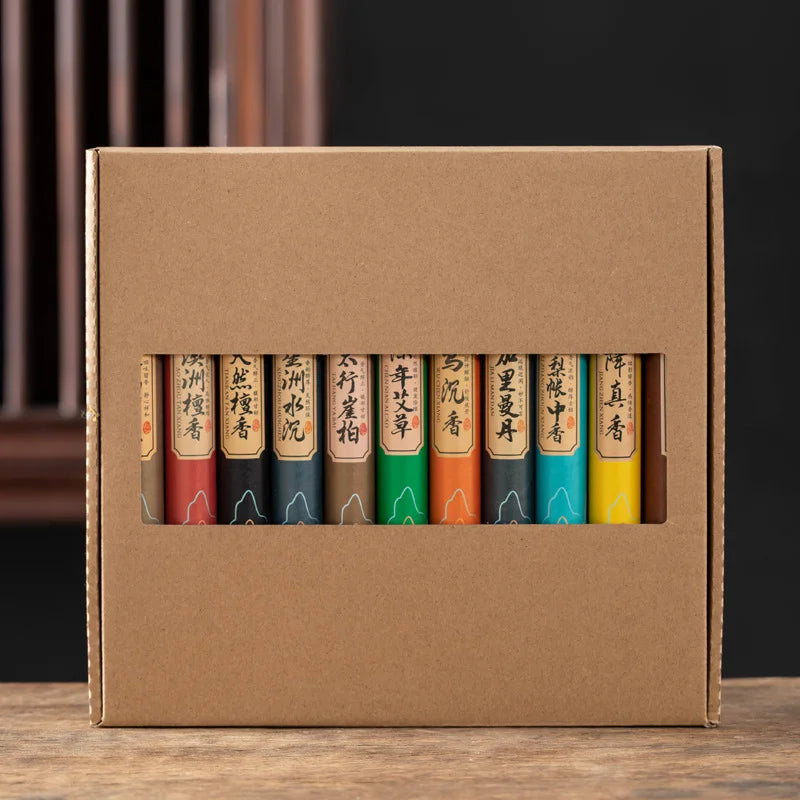 1 Box/11 Fragrances, Natural Wood Powder Incense and String Fragrance Gift Box Set, Suitable for Indoor Long-Lasting Fragrance