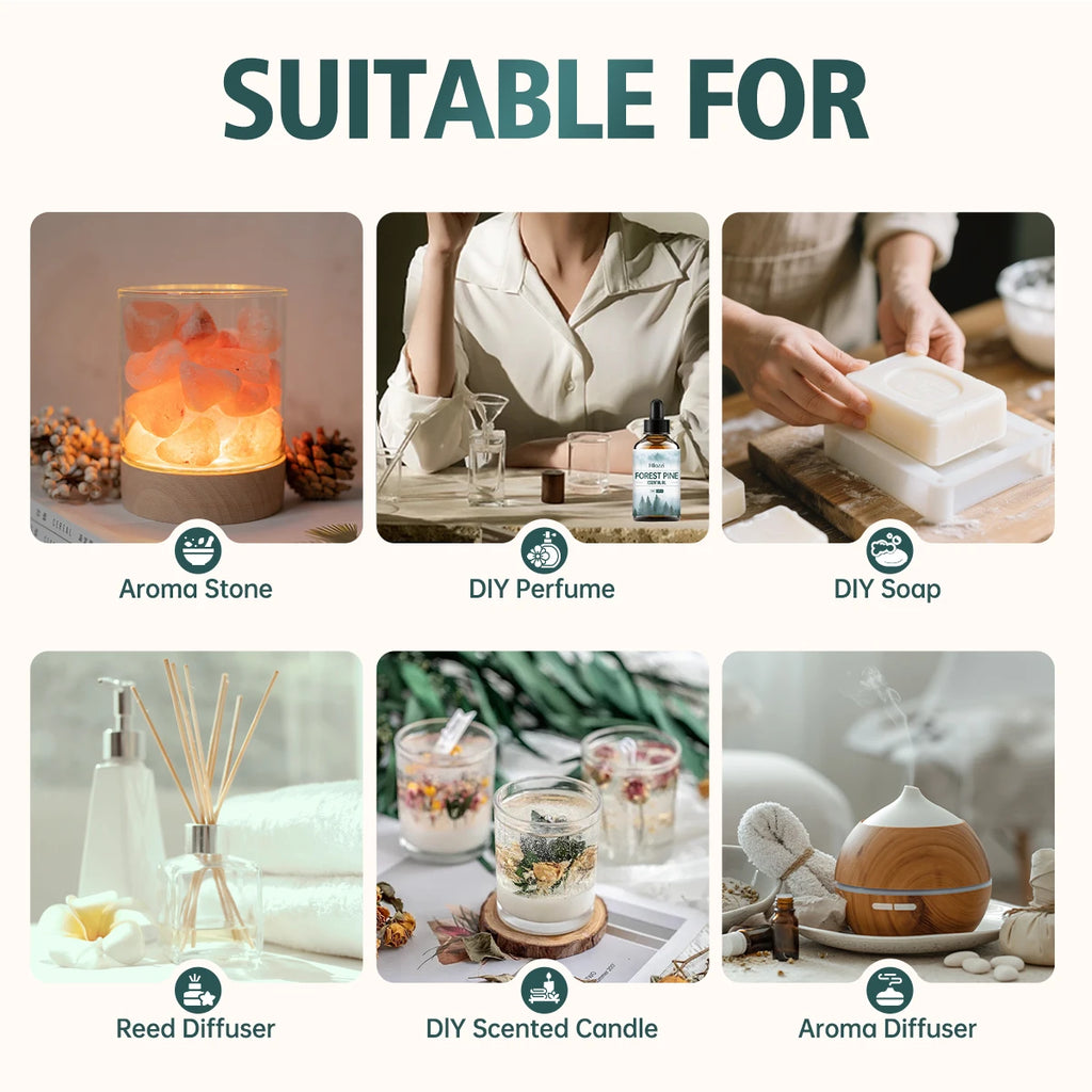 Forest pine essential oil, with its woody aroma, is suitable for diffusers and humidifiers and can also be used for body massage