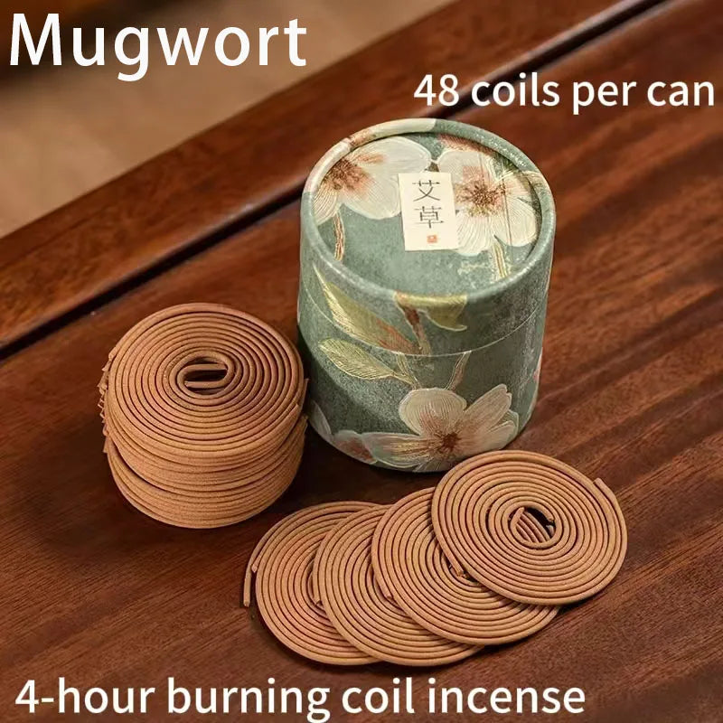 48Pcs Incense Coils with Rose, Osmanthus, Mugwort, Sandalwood, and Agarwood Scents, 4-Hour Burning Time, Indoor Floral Fragrance, Air Purification, Long-Lasting Fragrance
