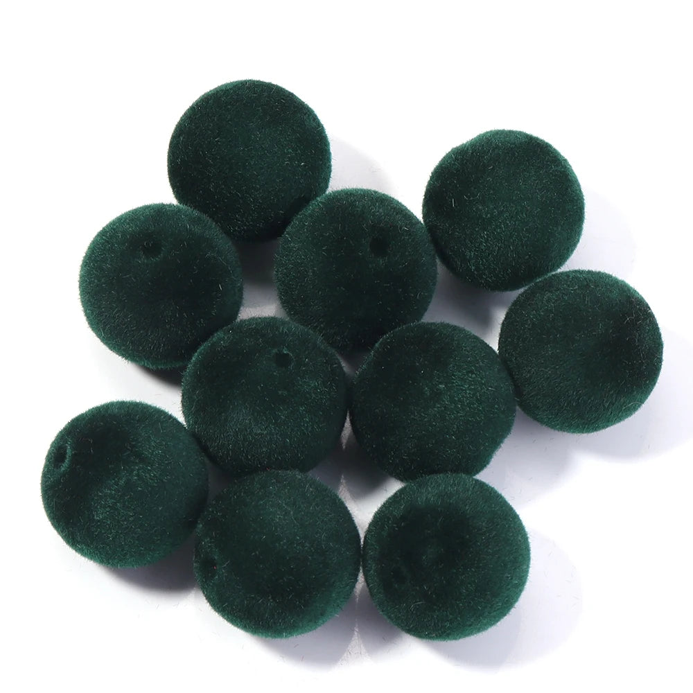 16mm Colorful Acrylic Flocking Velvet Ball Beads 10pcs