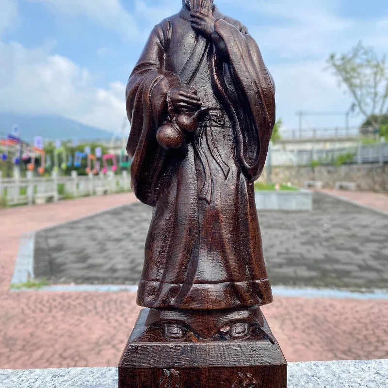 Hand-Carved Agarwood Huatuo Statue 10.6 Feng Shui Figurine