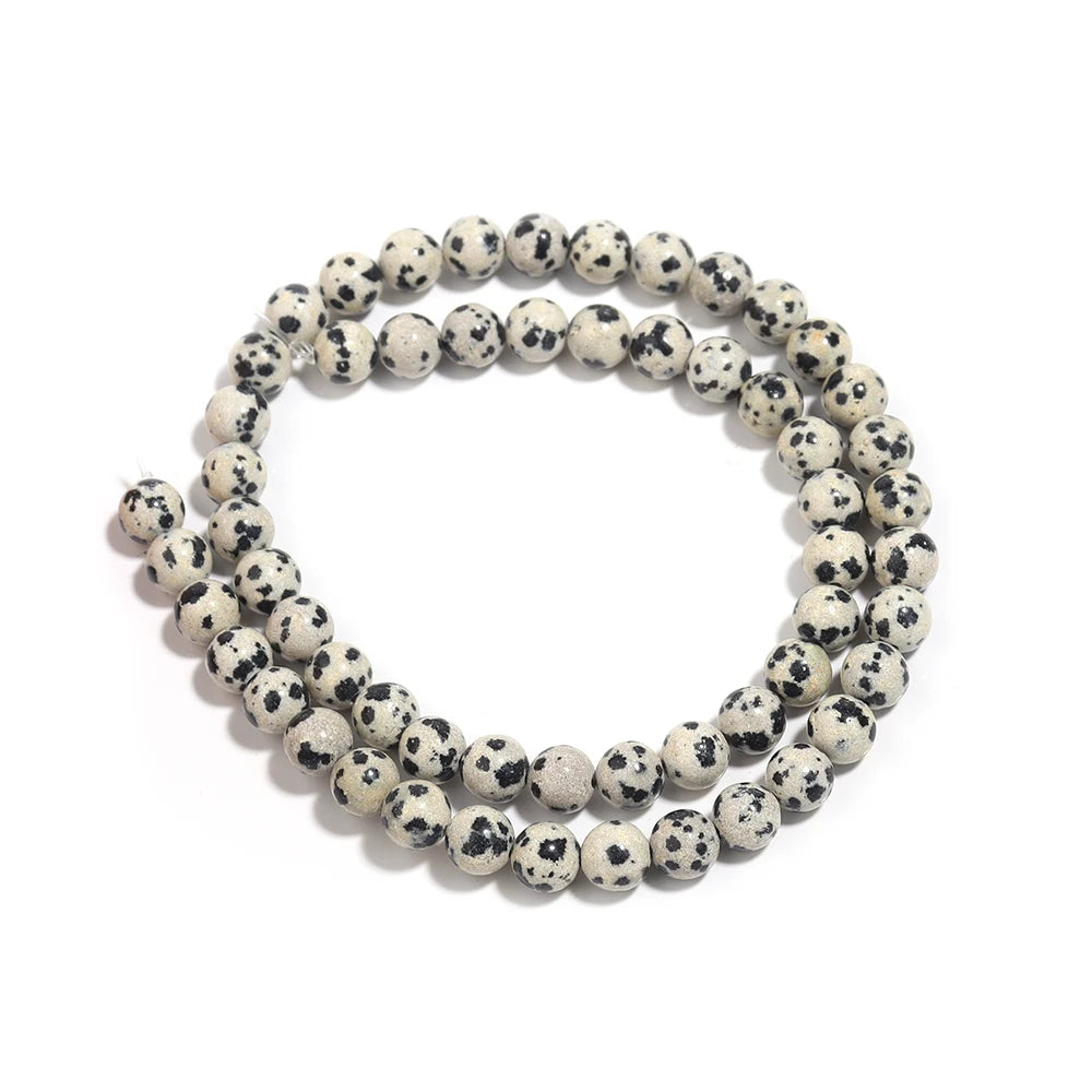 4 6 8 10 12mm Natural Dalmatian Jasper Beads Round Loose Spacer Stone Beads For Jewelry Making DIY Necklace Bracelet Accessories