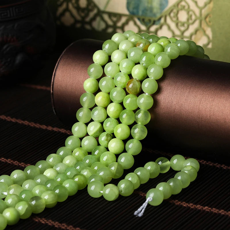 4/6/8/10mm Natural Stone Afghan Green Jade Beads Round Loose Gemstone For Jewelry Making DIY Supplies Bracelet Accessory 15"