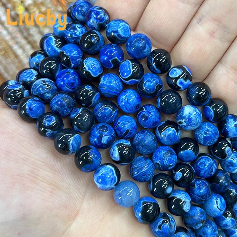 Dark Blue Fire Agate Beads 6-10mm for DIY Jewelry