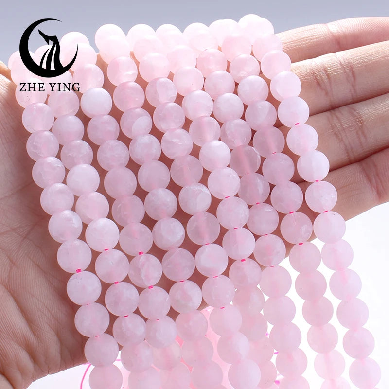 New Matte Natural Stone Beads 6 8 10mm Rose Quartz Onyx Howlite Gemstone Round Loose Spacer Bead For Jewelry Making DIY Bracelet