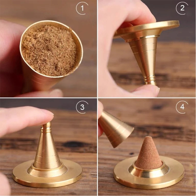 3Pcs Incense Cone Mould DIY Brass