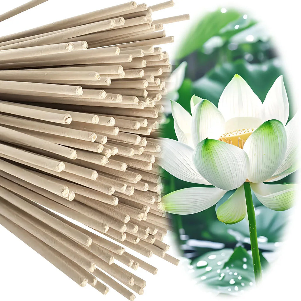High-Quality Off-White 8.7-Inch White Lotus Incense Sticks, Made from Natural Materials, with a Lotus Scent. White Lotus Symbolizes Holiness, Divinity, and Cleanliness Essential Bamboo Stick Incense for Home