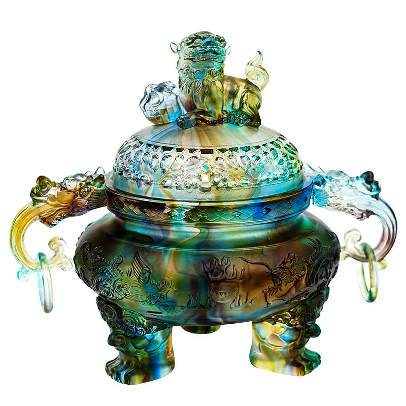 LL1 Intangible Cultural Heritage Ancient Glazed Incense Burner Sandalwood Agarwood Burner Tea Room Living Room Entrance Ornament