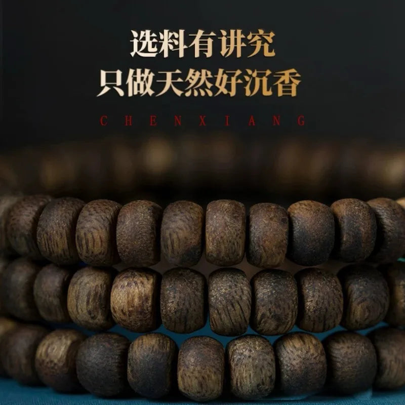Natural Yingge Qi Nan Agarwood Bracelet Straight Cut Buddhist Bead Bracelet for Men and Women Valentine's Day Gifts