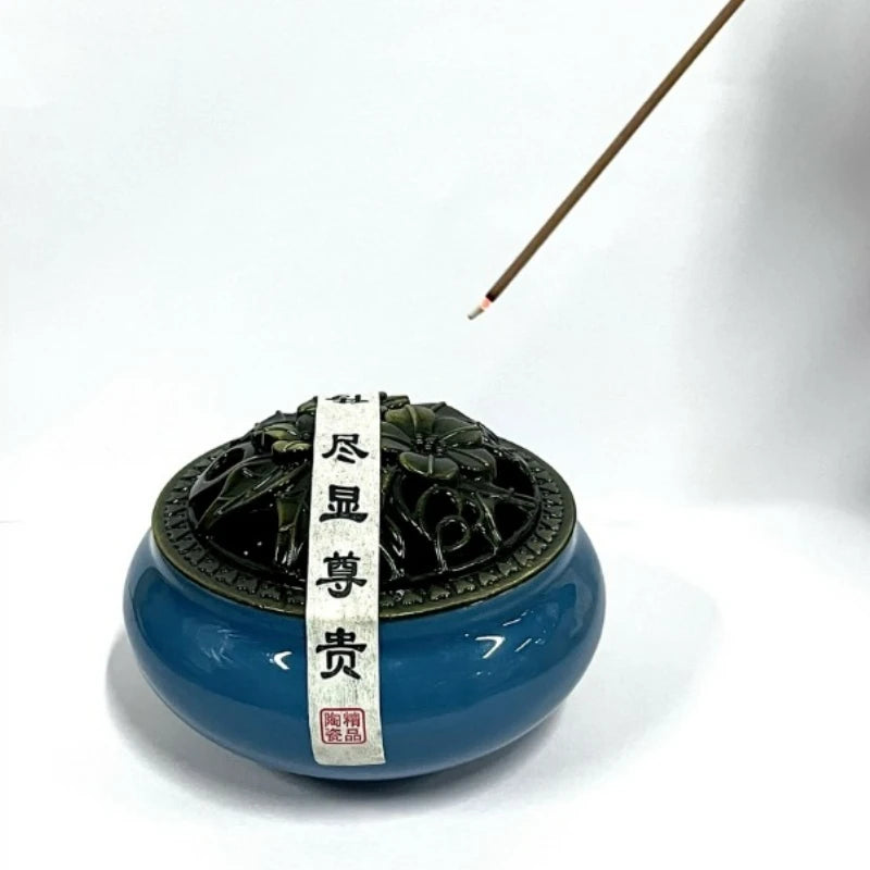 Temple Ceramic Incense Burner Small Cone Incense Holder Ge Yao Style for Meditation Yoga Home Decor Zen