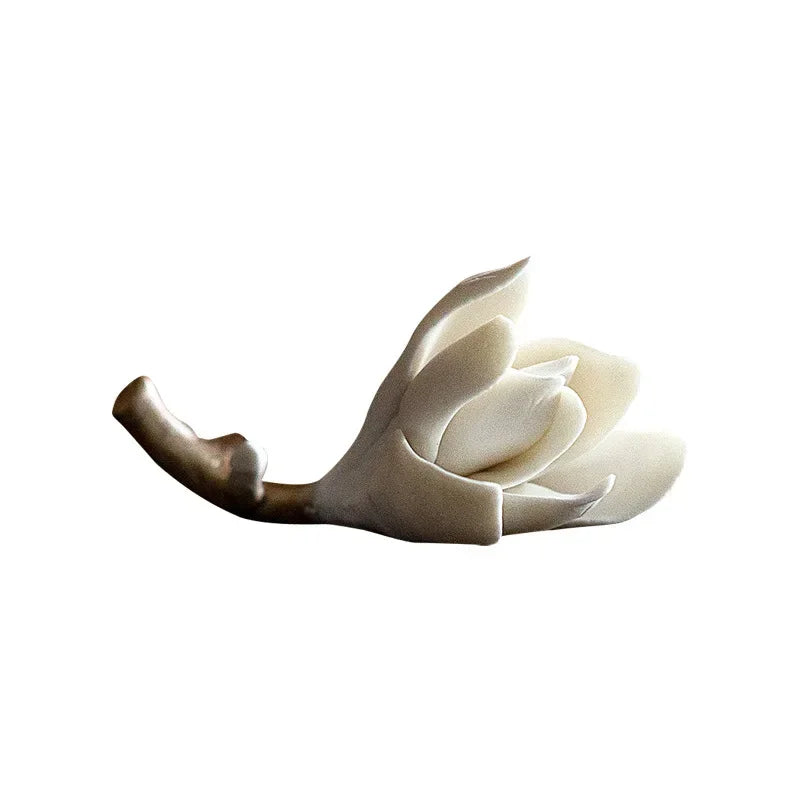 Simulated Magnolia Ceramic Penholder Small Ornament Writing Brush and Calligraphy Tools Tea Ceremony Accessories Table Ornaments
