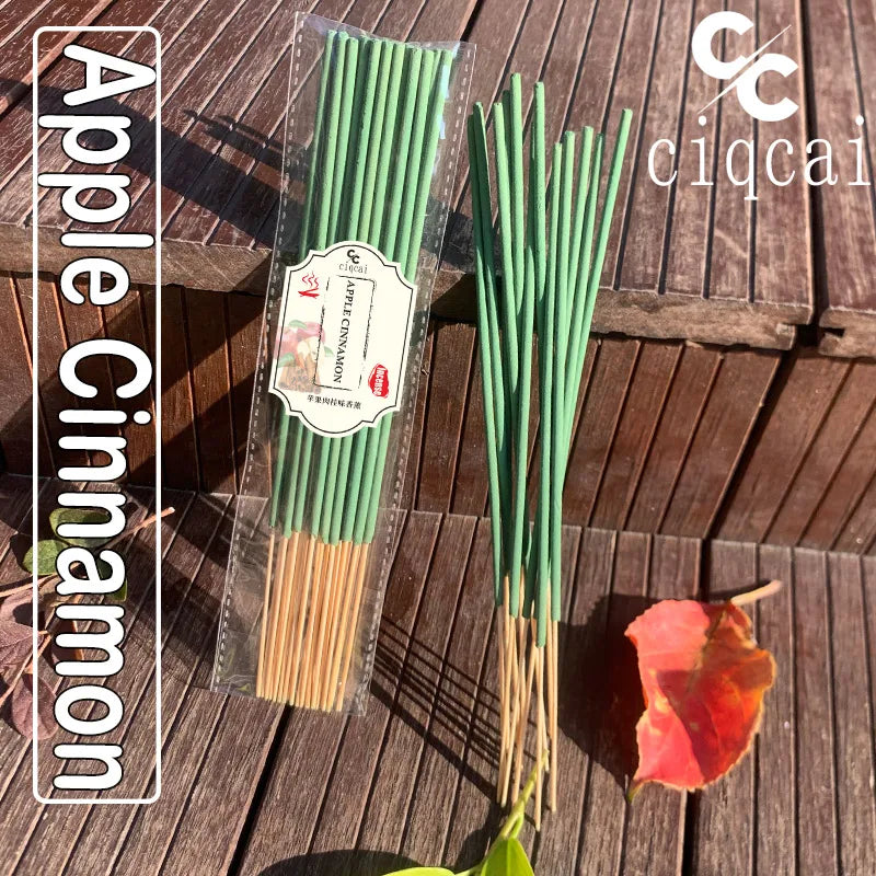 Apple Cinnamon Scented Premium Incense Sticks, 12cm / 4.72inch Natural Aromatherapy Incense Sticks, Made Purely by Hand from Apple and Cinnamon Fragrant Powder, with a Strong and Long-Lasting Scent, Refreshing and Invigorating, Purifying the Air, Suitable