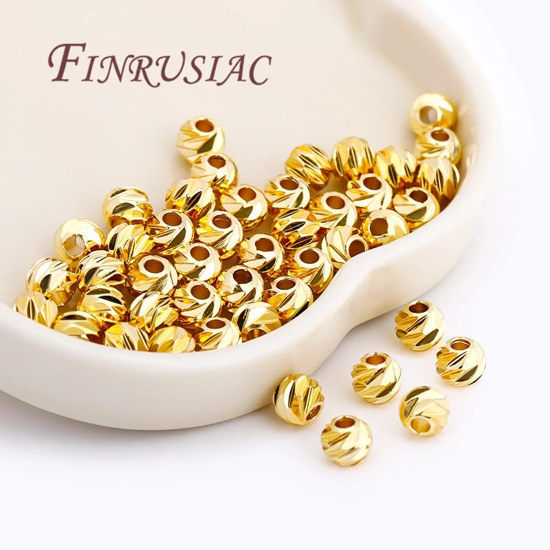 18K Gold Plated Spacer Beads 2.5-6mm Round Beads for Jewelry Making