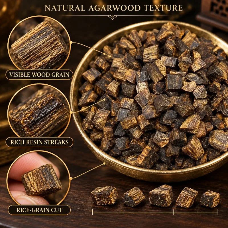50g High Oil Qinan Agarwood Incense Granules, Aged Wood Chips for Incense Burner, Floral Fruity Honey Aroma