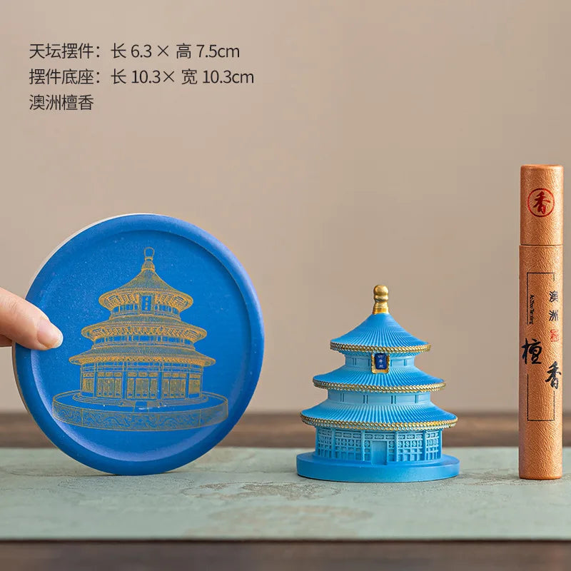 New Chinese Style Temple of Heaven Resin Incense Burner Coil Censer For Agarwood Home Living Room Housewarming Holiday Gift