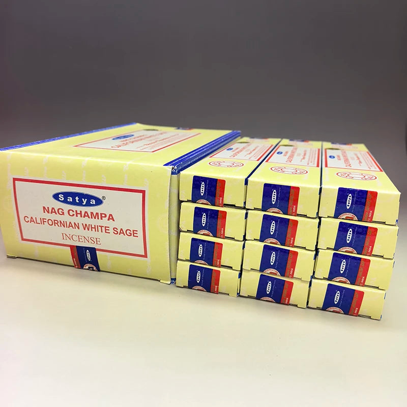 12Boxes Satya Origin100% 15g Hand-Rolled Incense Sticks, SANDAL WOOD，MONEY MATRIX，NAGCHAMPA Multiple Flavors for Yoga Meditation
