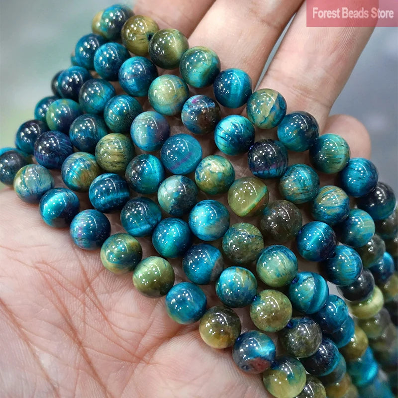 Natural stone Beads Blue Tiger Eye Round Loose Beads Diy Charm Bracelet Earrings for Jewelry Making 15" Strand 4/6/8/10/12/14mm