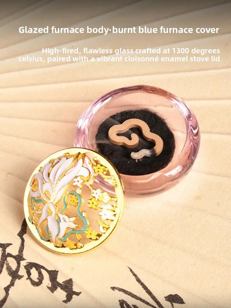 Mini Incense Burner / Ornament: Suitable for Sandalwood Sticks and Binder-Free Agarwood Coils (Small Auspicious Cloud Design)