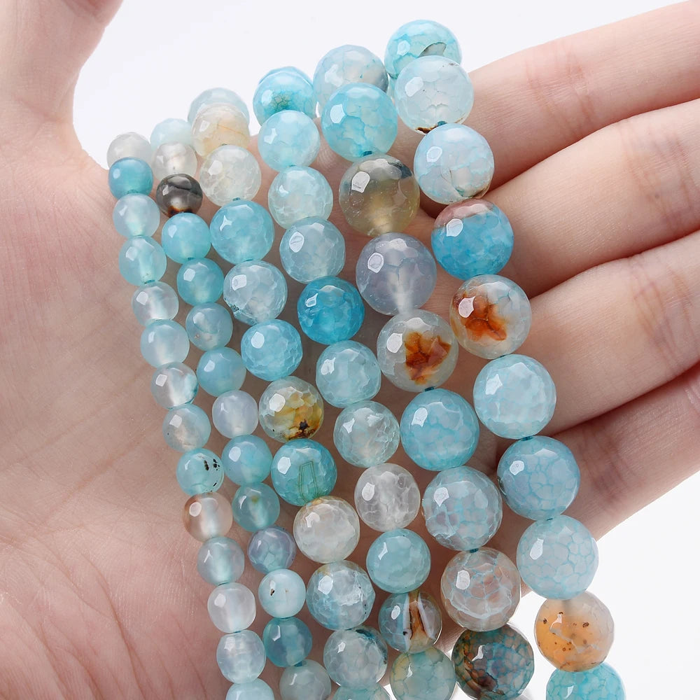 Natural Stone Beads Blue Apatite Beads Round Loose Spacer Bead for Jewelry Making DIY Charm Bracelet Accessroies 6/8/10mm