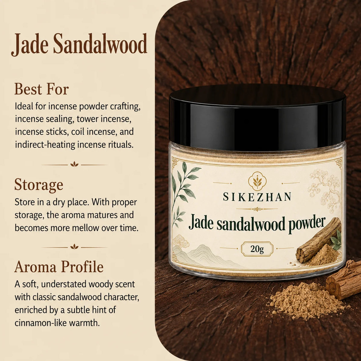 100% Pure Sandalwood Incense Powder 20g Kit Vintage Brass Burner Antique Dragon Censer For Zen Yoga Meditation Home Aromatherapy