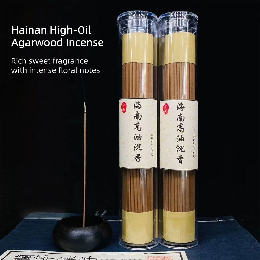 Hainan High Oil Agarwood Incense Sticks,Natural Hainan Agarwood Raw Material,Incense for Home & Meditation,Oud Incense Sticks