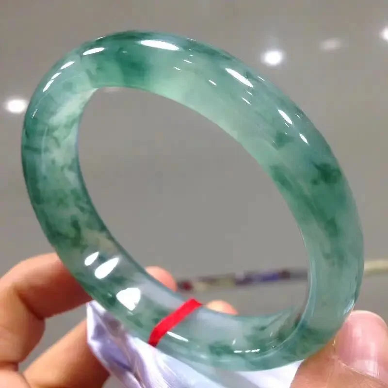Light Green Jade Bracelet Fashion Accessories Jadeite Natural Charm Jewelry Women Men Handcarved Round Bangle Hand Ring