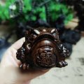 Hand-Carved Agarwood Three-Legged Toad - 2.56*1.97*2.36" Wealth Frog Statue, Lucky Feng Shui Ornament, Desktop Decoration,