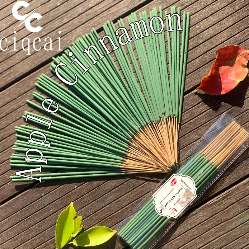 Apple Cinnamon Scented Premium Incense Sticks, 12cm / 4.72inch Natural Aromatherapy Incense Sticks, Made Purely by Hand from Apple and Cinnamon Fragrant Powder, with a Strong and Long-Lasting Scent, Refreshing and Invigorating, Purifying the Air, Suitable