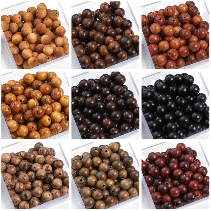 50Pcs/Lot 8mm Brown Series Natural Wooden Beads Eco-Friendly Wood Round Loose Beads For Jewelry Making Bracelets DIY Accessories