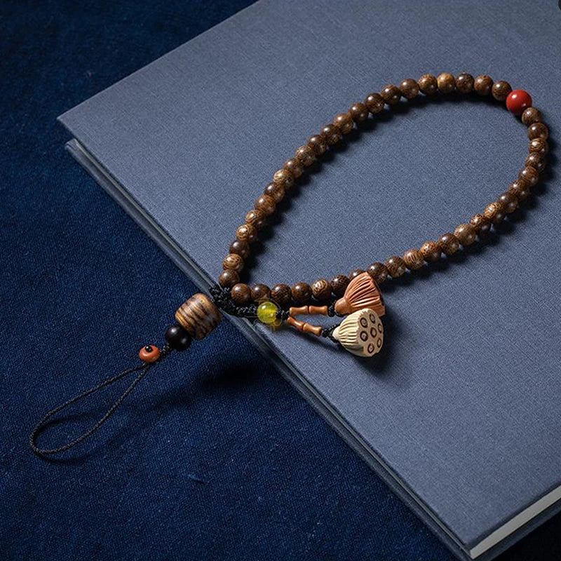 Retro Agarwood Beaded Phone Chain for Women
