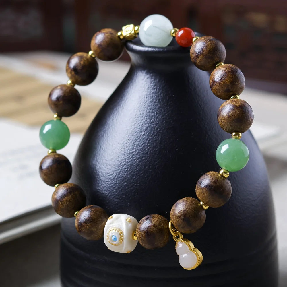2026 New Fall First Grade Butter Agarwood Bracelet Chinese Style Devil's Eye Wristlet for Collectors Gifts