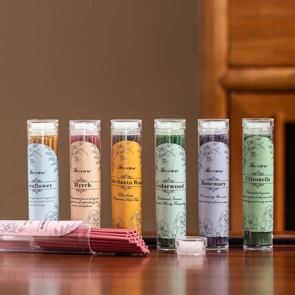40Pcs Short Incense Sticks with Various Scents Such as Apple, Cinnamon, Rosemary, Etc., Available in 9cm Wooden Incense Sticks, Suitable for Home Use, Long-Lasting Strong Fragrance for Indoor Aromatherapy