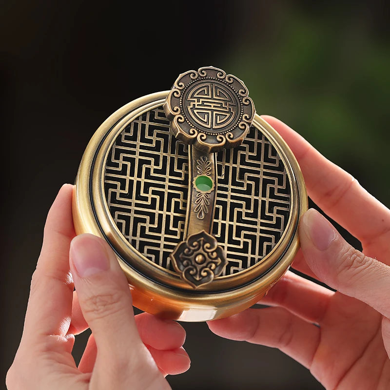 Alloy antique creative pan incense burner household Chinese line incense burner Agarwood Ruyi incense seal stove decoration