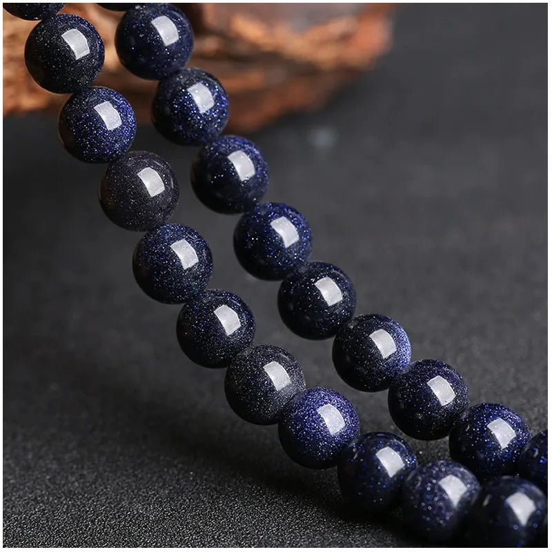 Making Natural Blue Green Golden Sandstone Round Loose Beads 4 6 8 10 12 MM Pick Size For DIY Necklace Bracelet Jewelry Make