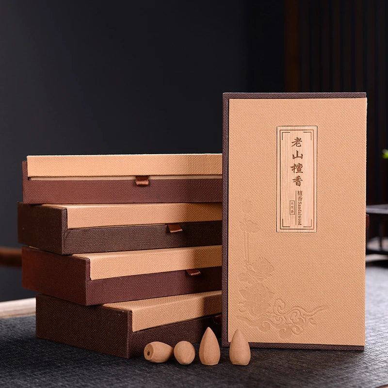 Natural Backflow Cones, Agarwood , Sandalwood , Home Indoor Air Purifying Incense Burner, Aromatherapy Gif