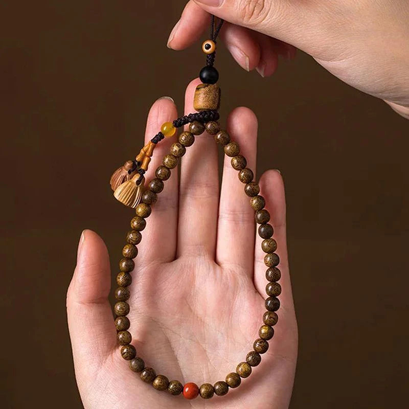 Retro Agarwood Beaded Phone Chain for Women