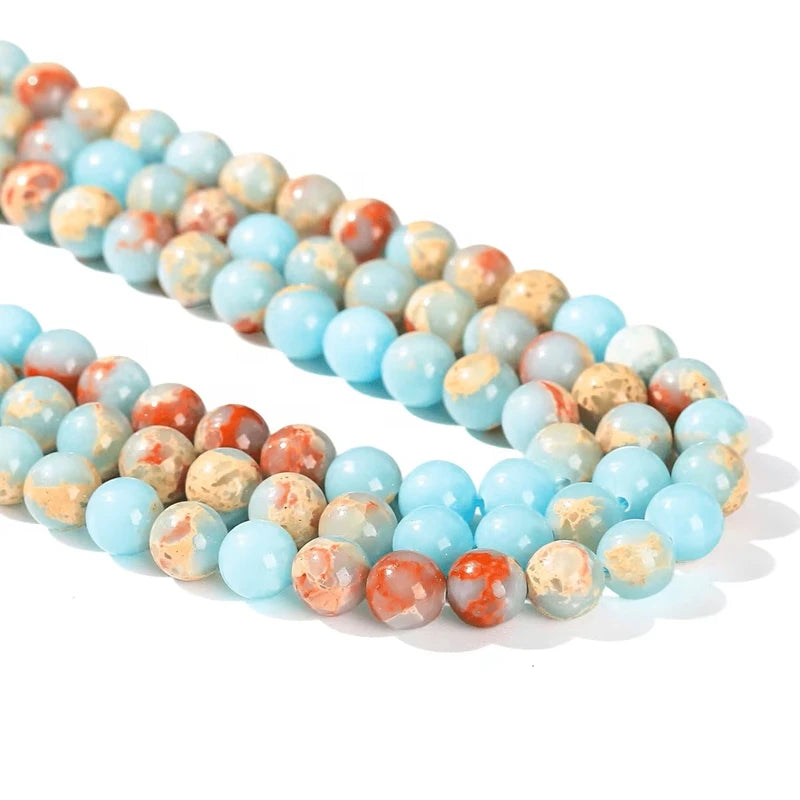 Natural Lava Jaspers Stone Beads Snake Skin Stone Turquoise Agates Round Loose Beads For Jewelry Making DIY Bracelet Accessories