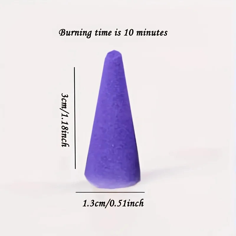 50/100/200 Lavender Cone Incense Sticks, Fragrant Cones Shaped Like Pagodas, Infused with Lavender Essential Oil, Suitable for Meditation and Yoga, Convenient for Home, Outdoor Travel, Hotels, or Office Decoration