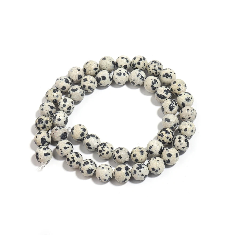 4 6 8 10 12mm Natural Dalmatian Jasper Beads Round Loose Spacer Stone Beads For Jewelry Making DIY Necklace Bracelet Accessories