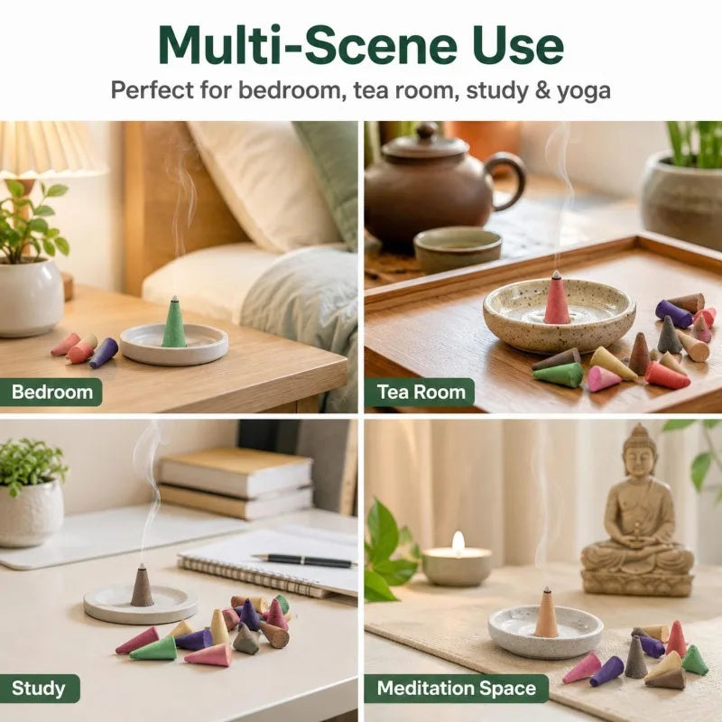 60/300pcs Scented Incense Cones Anxiety Relief Fragrance Incense Cones Natural Scents Cones for Meditation Relaxation Sandalwood