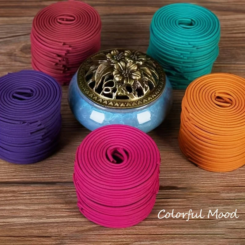 40-Pack Multicolor Spiral Incense Sticks, Rattan Coil Incense for Home, Bathroom Purification, Sleep, Yoga, Meditation, Relaxati