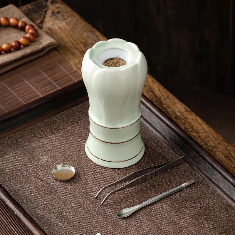 Rechargeable Lotus Ceramic Electric Aroma Heater, Temp Control Incense Burner for Agarwood Sandalwood