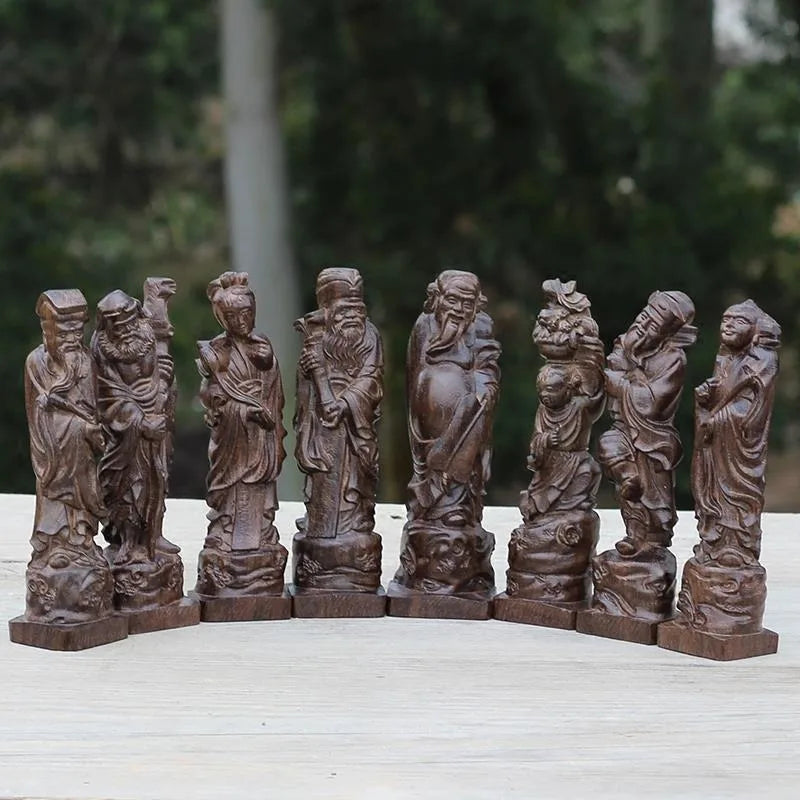 Hand-Carved Agarwood Immortals Statue 18cm Wooden Figurine