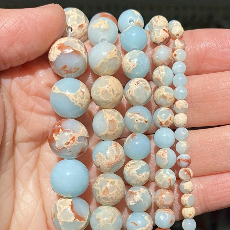 Natural Lava Jaspers Stone Beads Snake Skin Stone Turquoise Agates Round Loose Beads For Jewelry Making DIY Bracelet Accessories