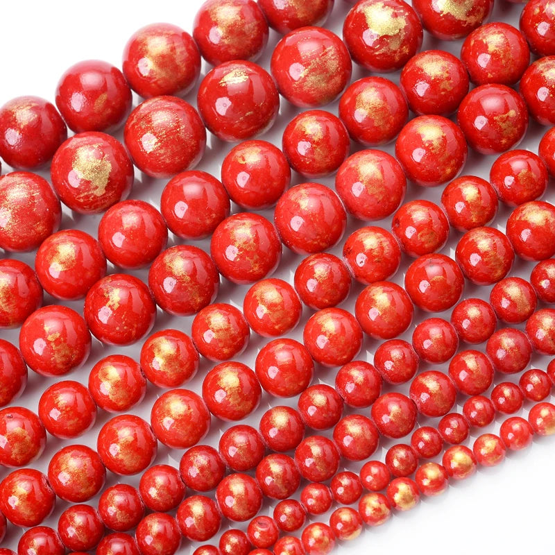 Natural Stone Beads Pink Red Series Coral Turquoises Garnet Jades Sun Stone Loose Beads for Jewelry Making DIY Bracelet 4-12mm