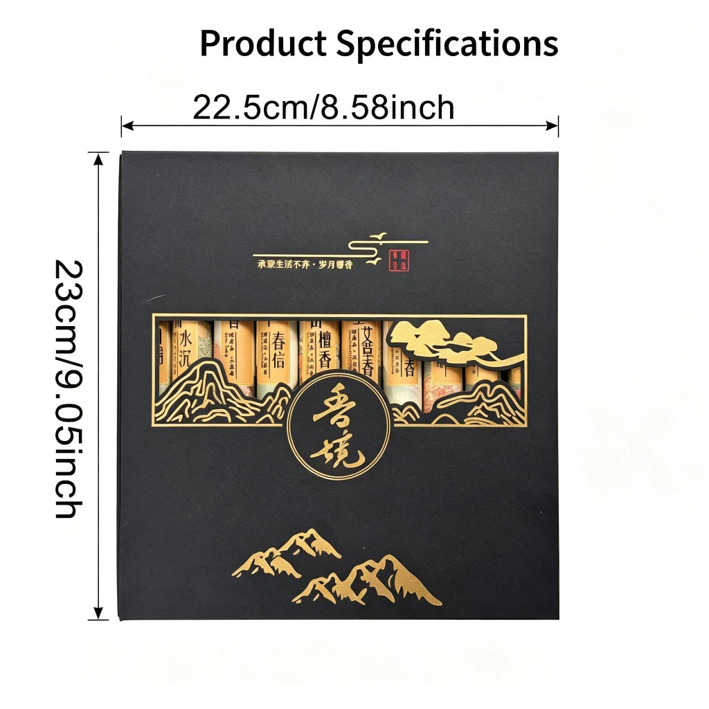 10-Flavour Incense Set, Handmade Without Additives, Sandalwood, Ambergris, Pear Scent, Perfect for Home, Gift, or Tea Room