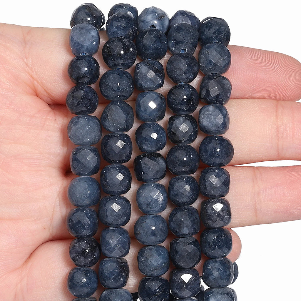Natural Amethyst Beads 7-8mm Faceted Square Cube Loose Beads