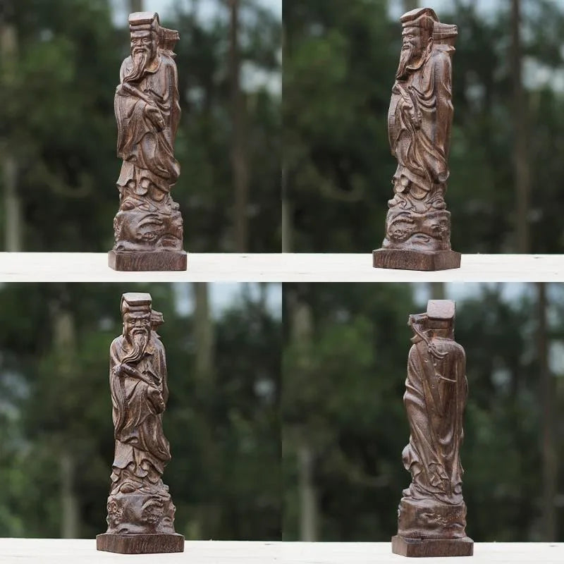 Hand-Carved Agarwood Immortals Statue 18cm Wooden Figurine