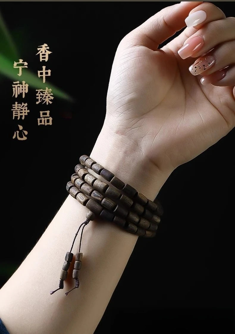 Submerged grade Vietnamese Nha Trang natural white Qinan agarwood bracelet, bracelet with the shape of the old
